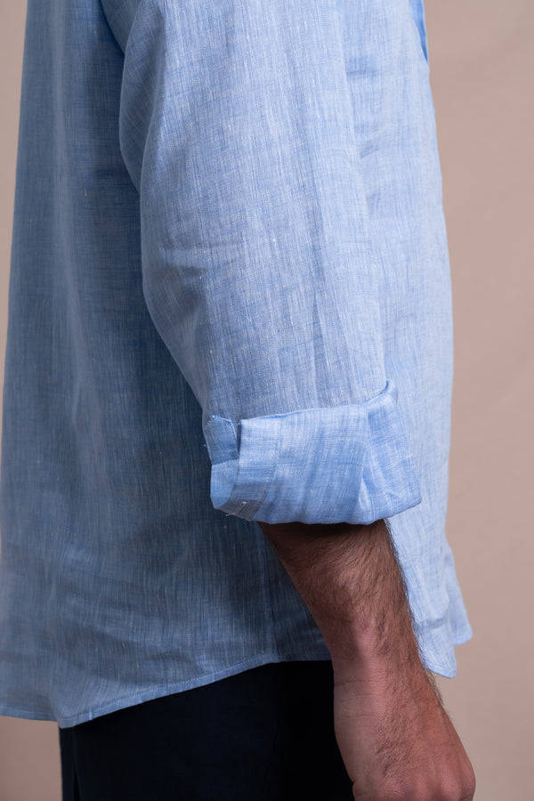 Plain Light Blue Linen T-shirt
 Casual Shirt