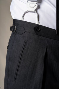 Classic Herringbone Grey Morning Suit - Chaqué BUND