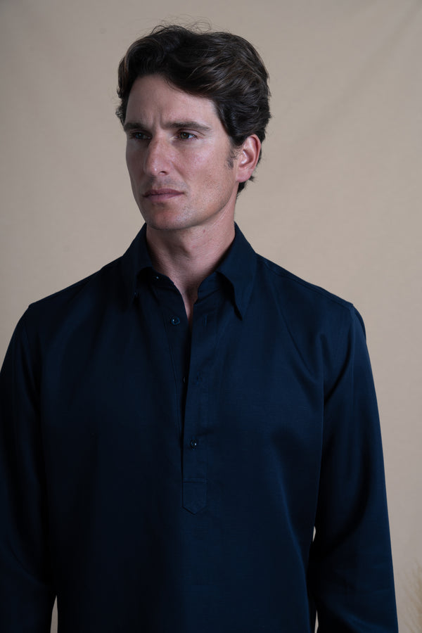 Plain Dark Navy Linen T-Shirt
 Casual Shirt