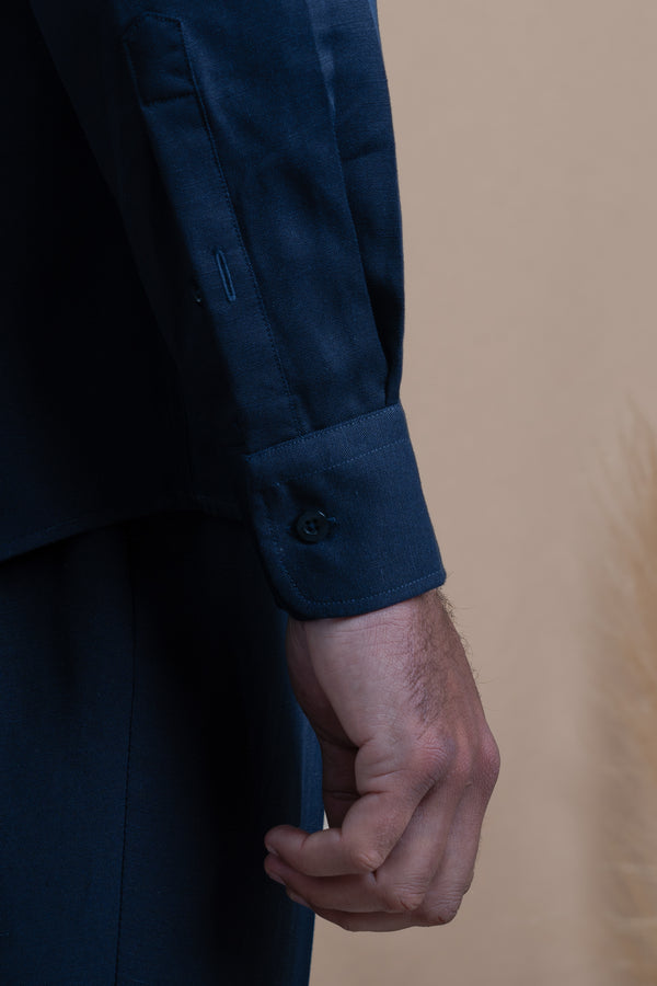 Plain Dark Navy Linen T-Shirt
 Casual Shirt