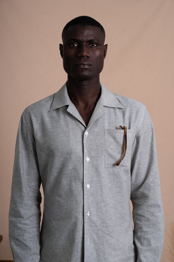 Plain Light Green Linen Chest Pocket Casual Shirt
