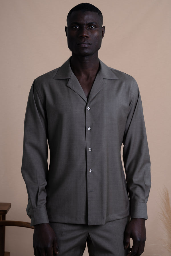 Plain Bison Wool Miami Casual Shirt