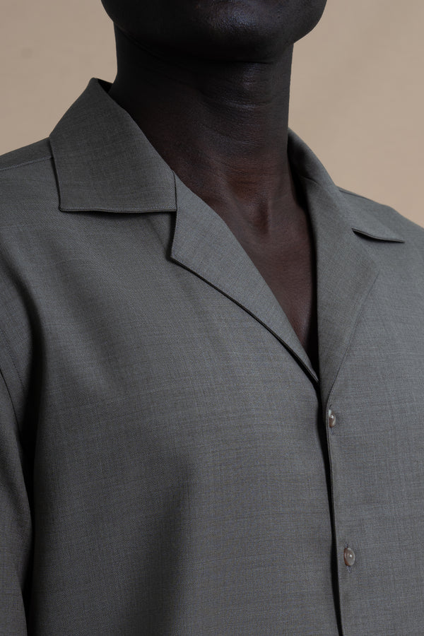 Plain Bison Wool Miami Casual Shirt