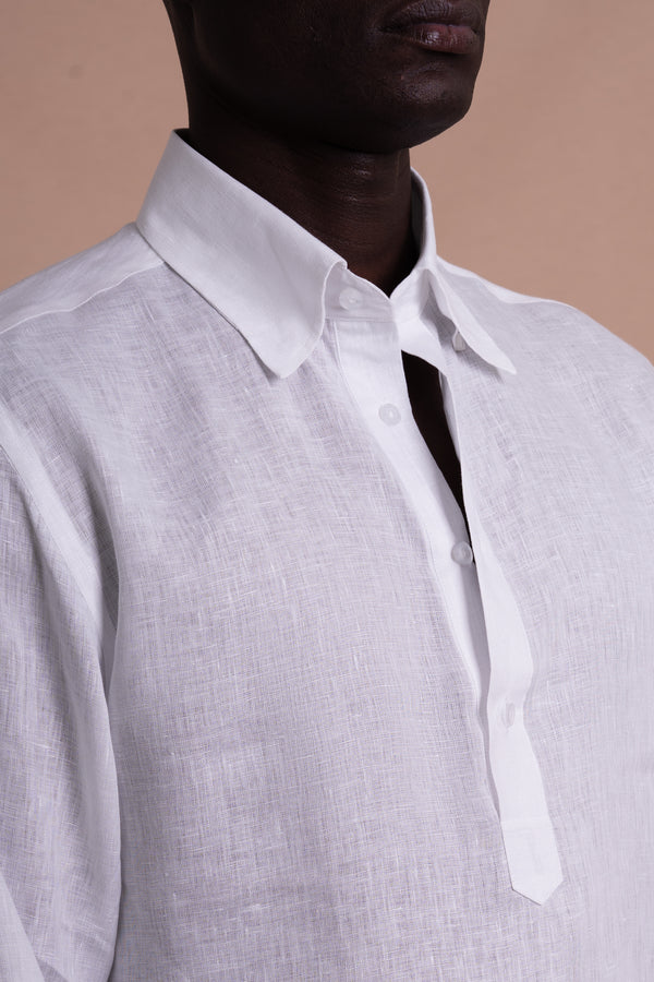 Plain White Linen T-shirt
 Casual Shirt