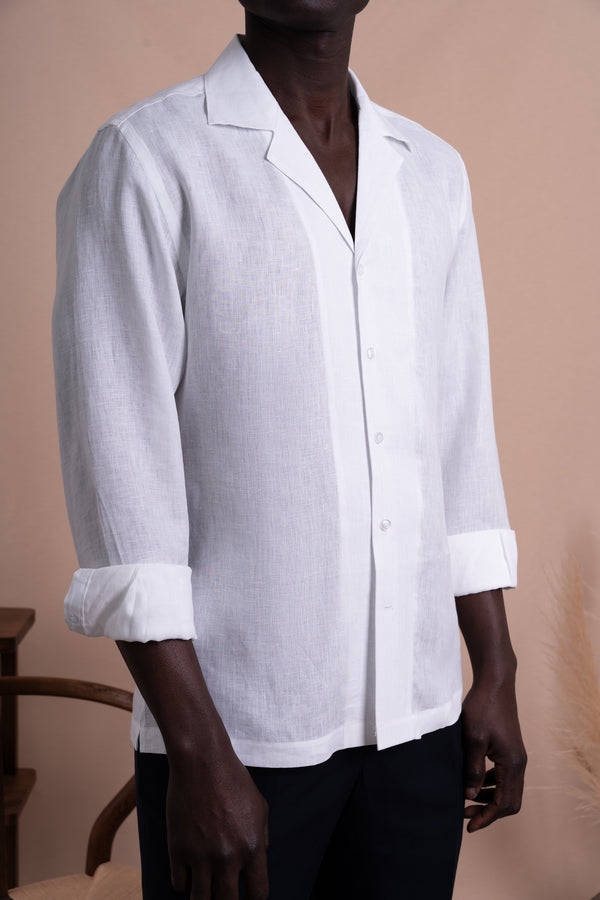 Plain White Linen Miami Casual Shirt