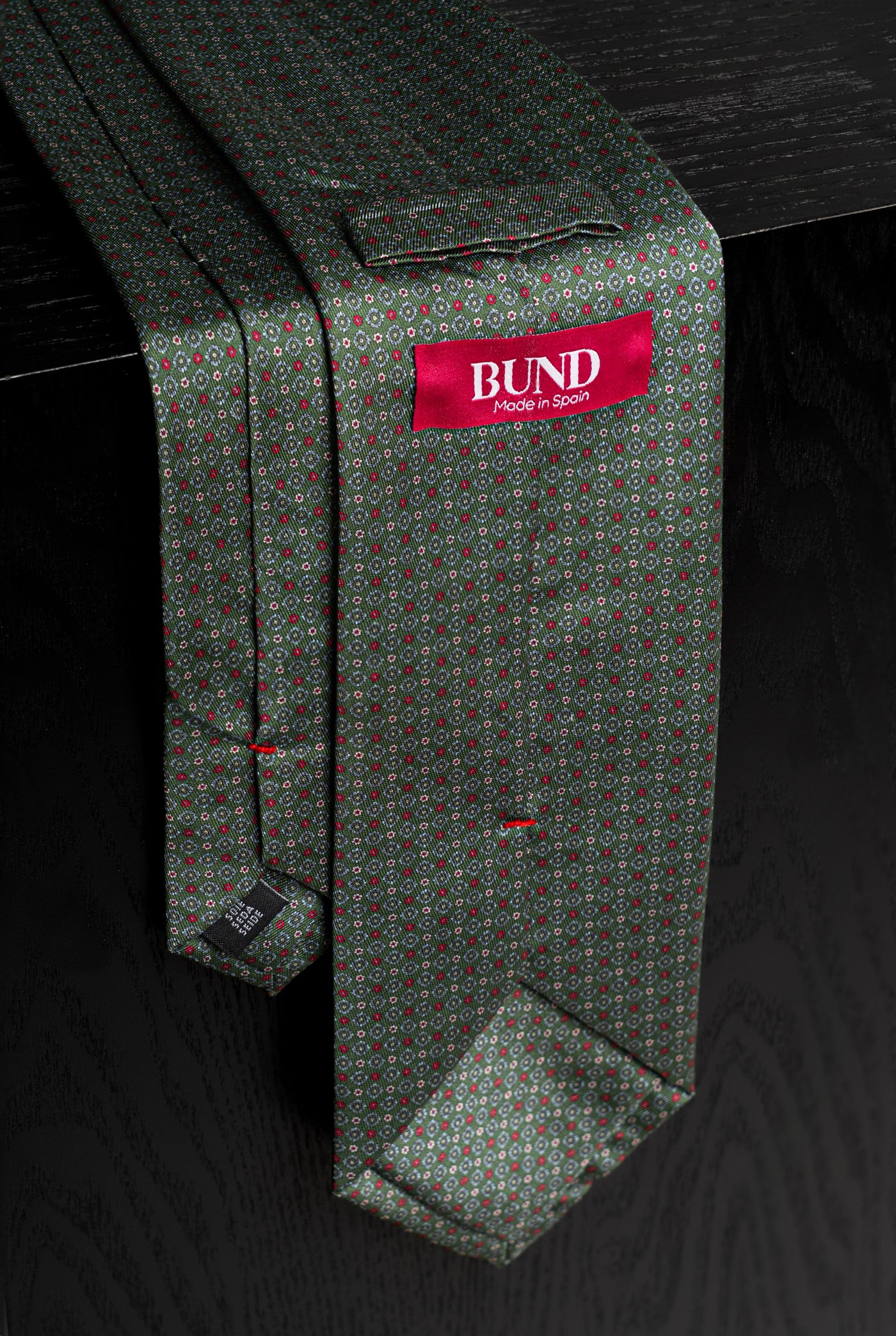 Corbata Microflowers Green de seda - BUND