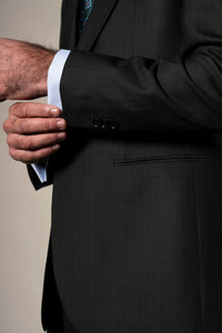 Dark Green Herringbone Suit - Traje a medida BUND