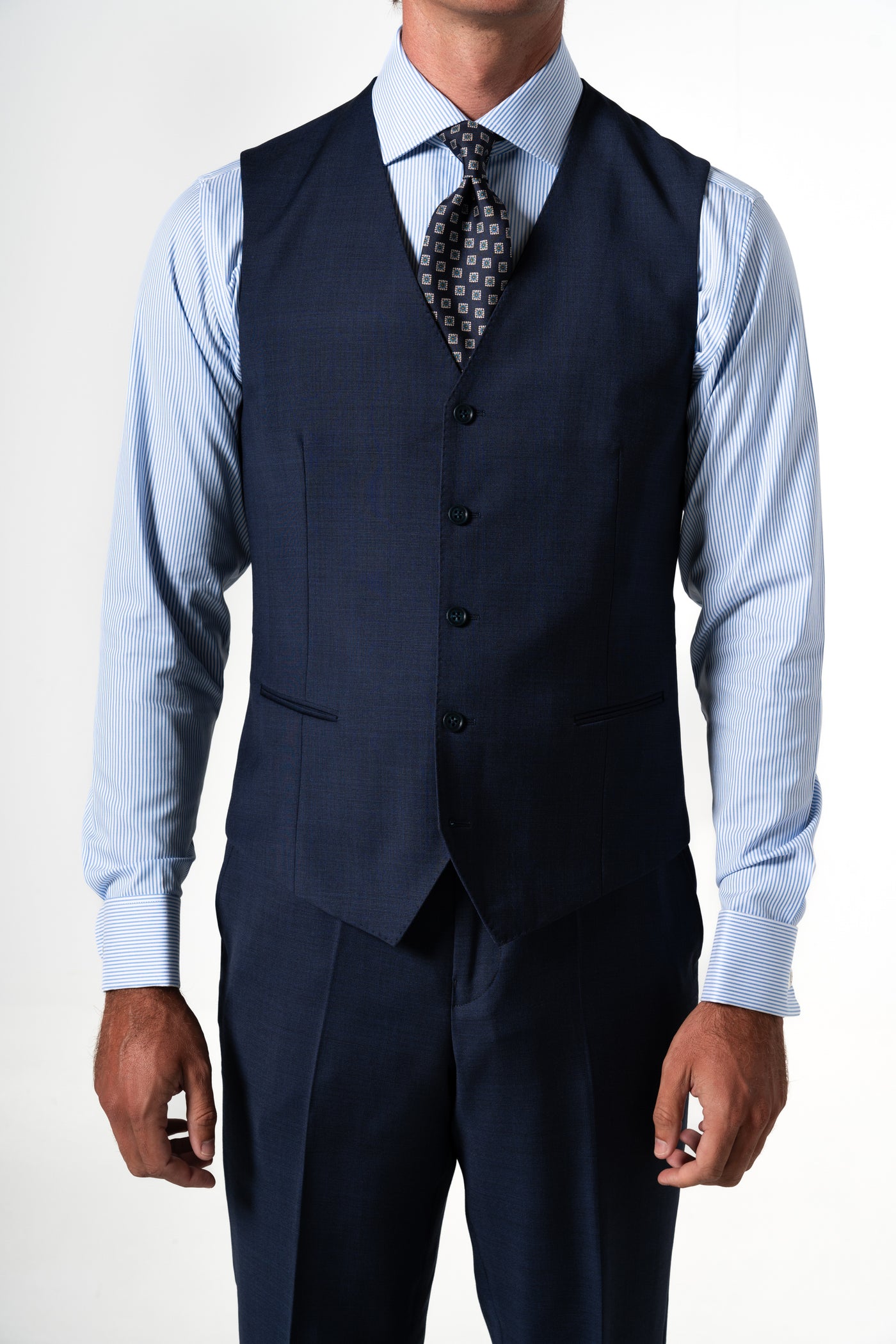 Wales Wool Navy Blue Tailoring Vest Single