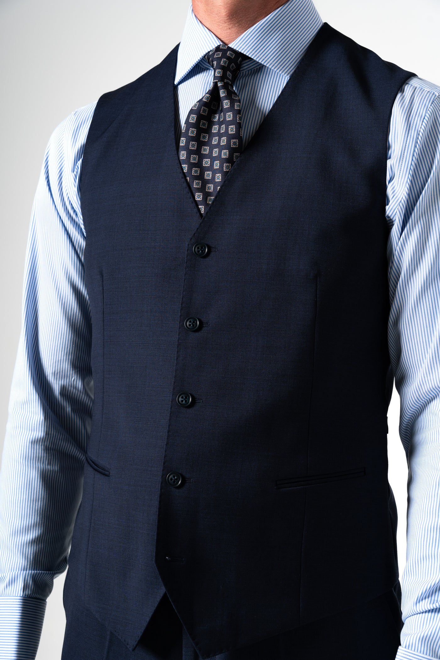 Wales Wool Navy Blue Tailoring Vest Single