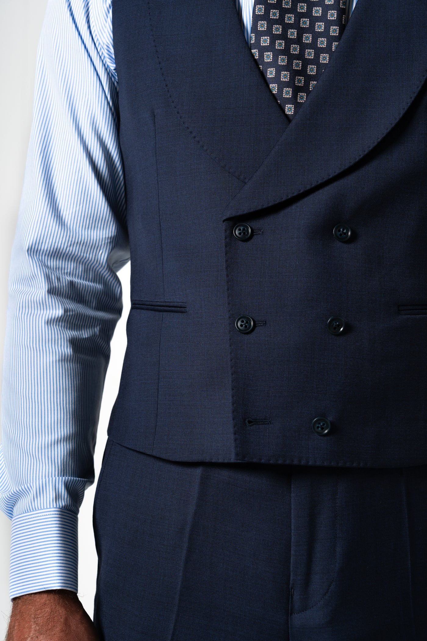 Wales Wool Navy Blue Tailoring Vest Double