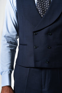 Wales Wool Navy Blue Tailoring Vest Double
