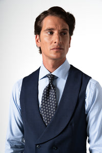 Wales Wool Navy Blue Tailoring Vest Double