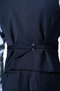 Wales Wool Navy Blue Tailoring Vest Double