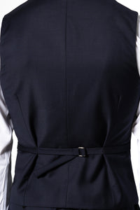 Herringbone Wool Dark Navy Tailoring Vest Single