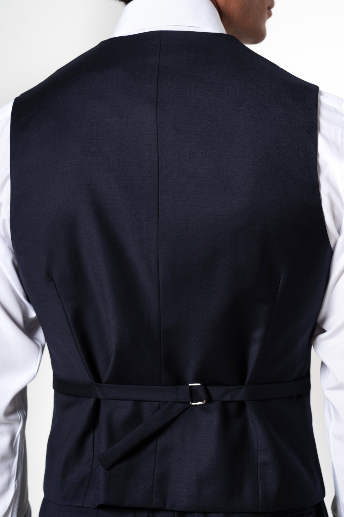 Plain Wool Dark Navy Tailoring Vest Double