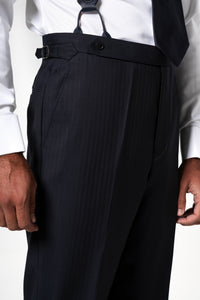 Herringbone Wool Dark Navy Tailoring Pants