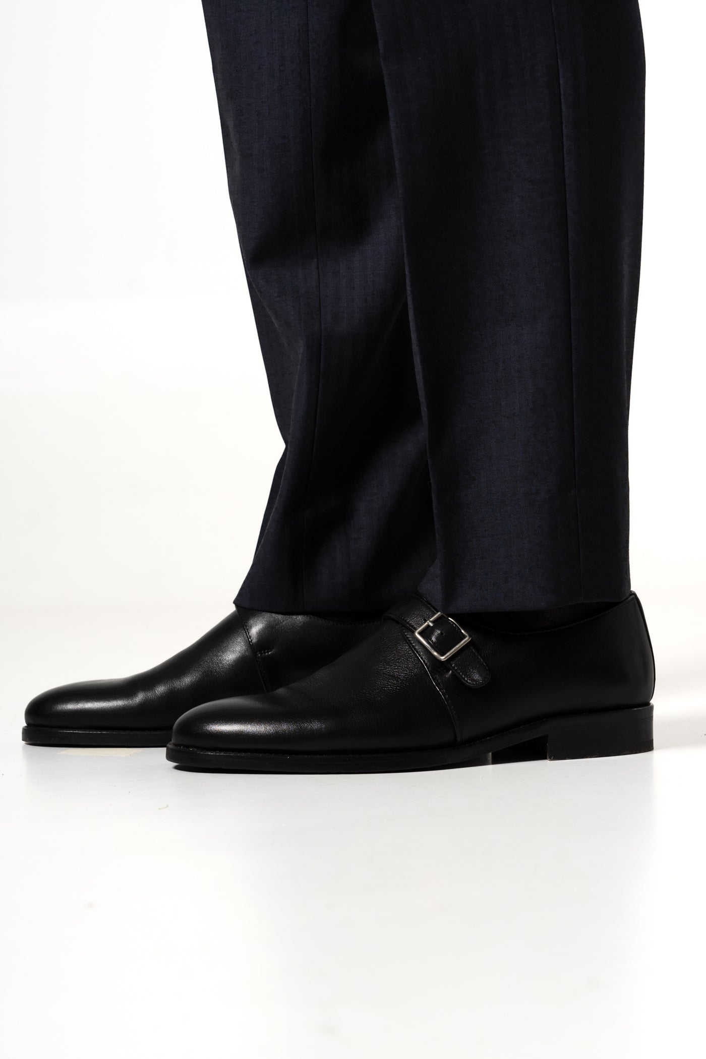 Herringbone Wool Dark Navy Tailoring Pants