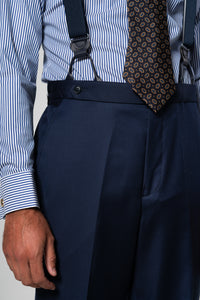 Plain Wool Navy Blue Tailoring Pants