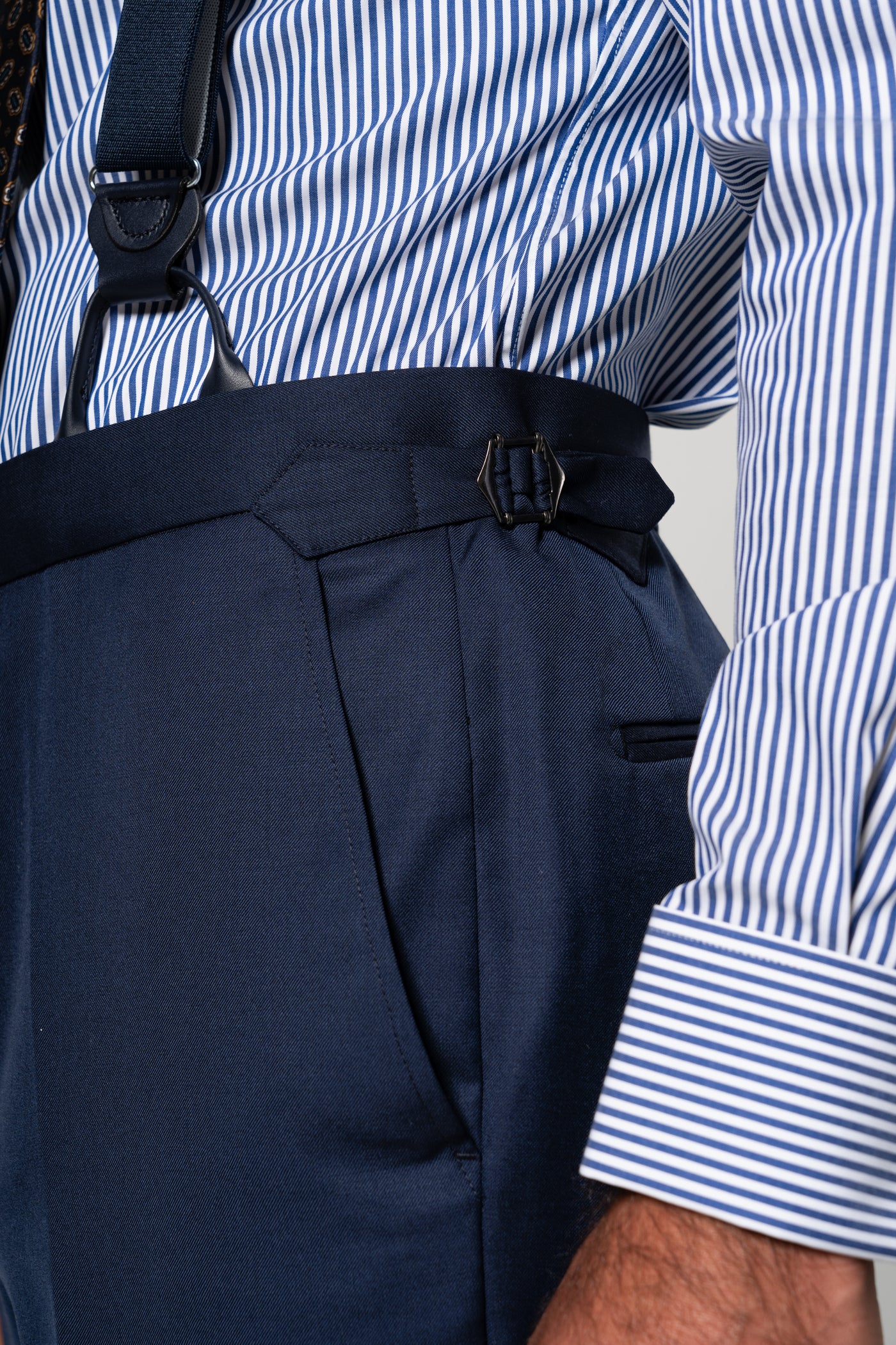 Plain Wool Navy Blue Tailoring Pants