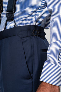 Plain Wool Navy Blue Tailoring Pants