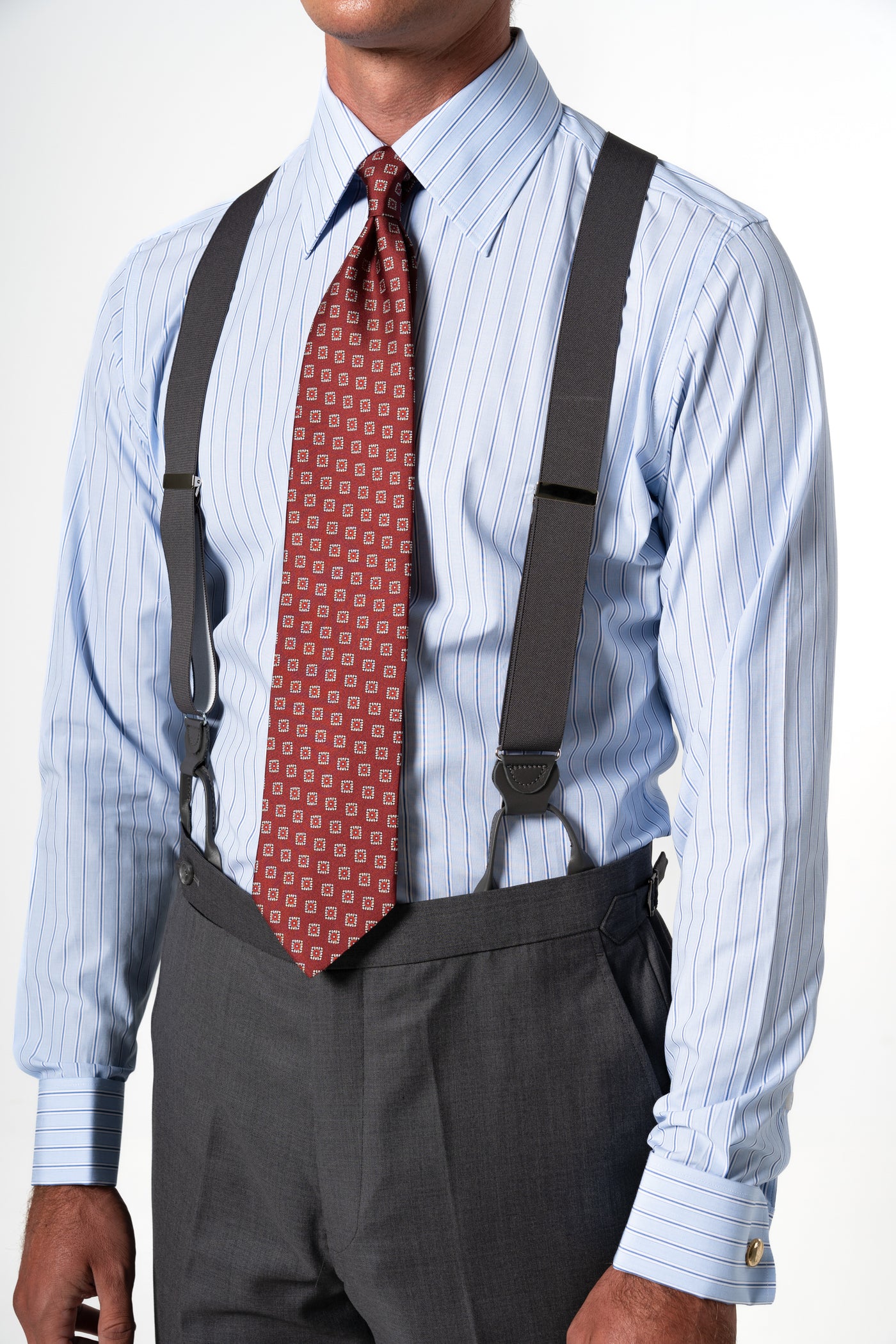 Wide Stripes Light Blue Business Shirt