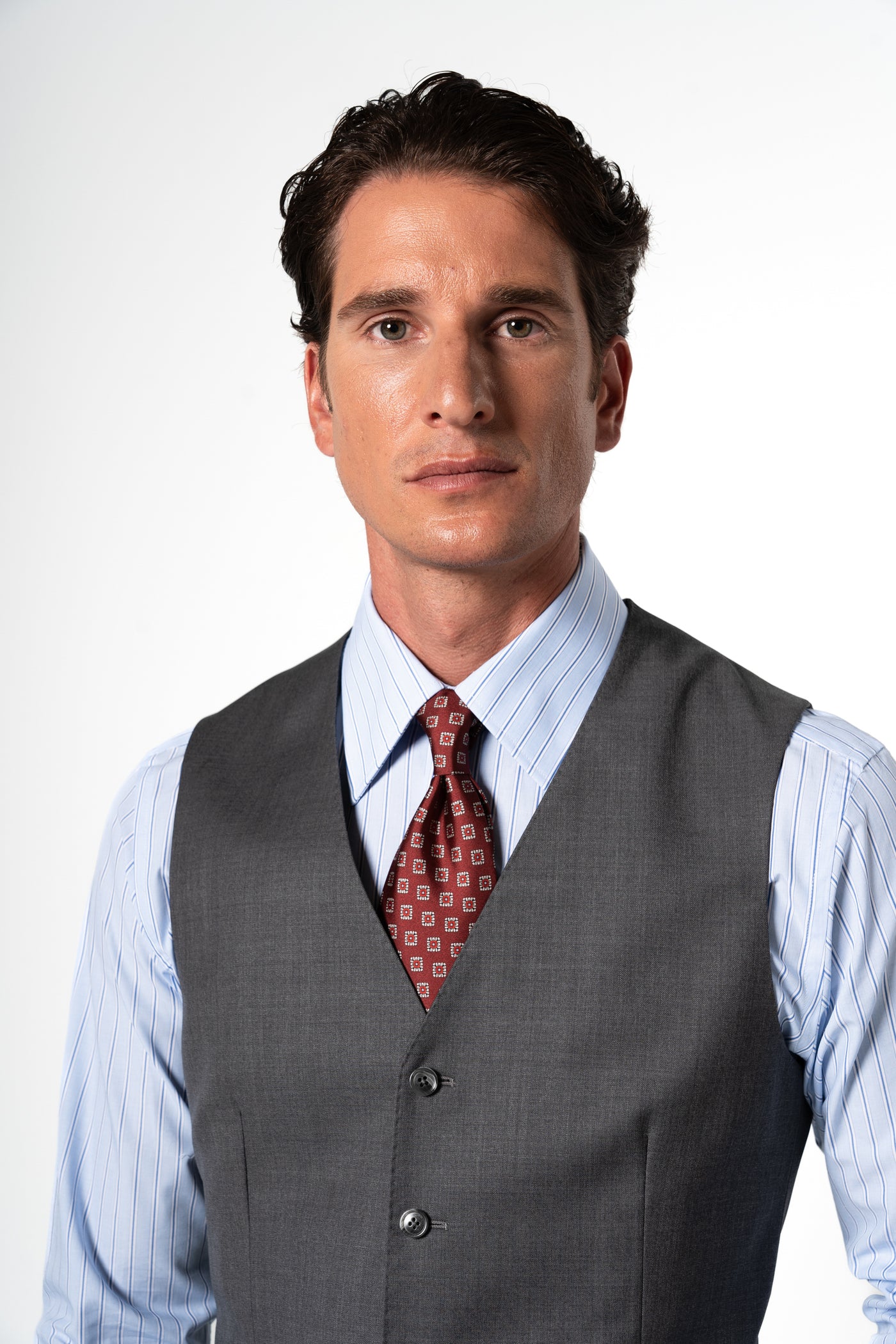 Plain Wool Light Grey Tailoring Vest Single