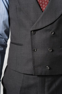 Plain Wool Light Grey Tailoring Vest Double