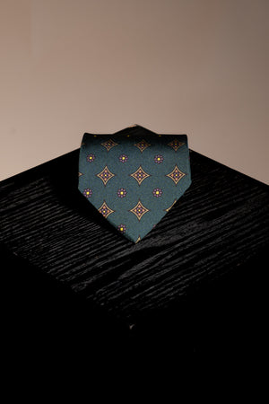 Corbata Vintage Flower Petroleum de seda - BUND