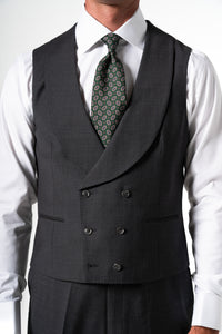 Plain Wool Stone Grey Tailoring Vest Double