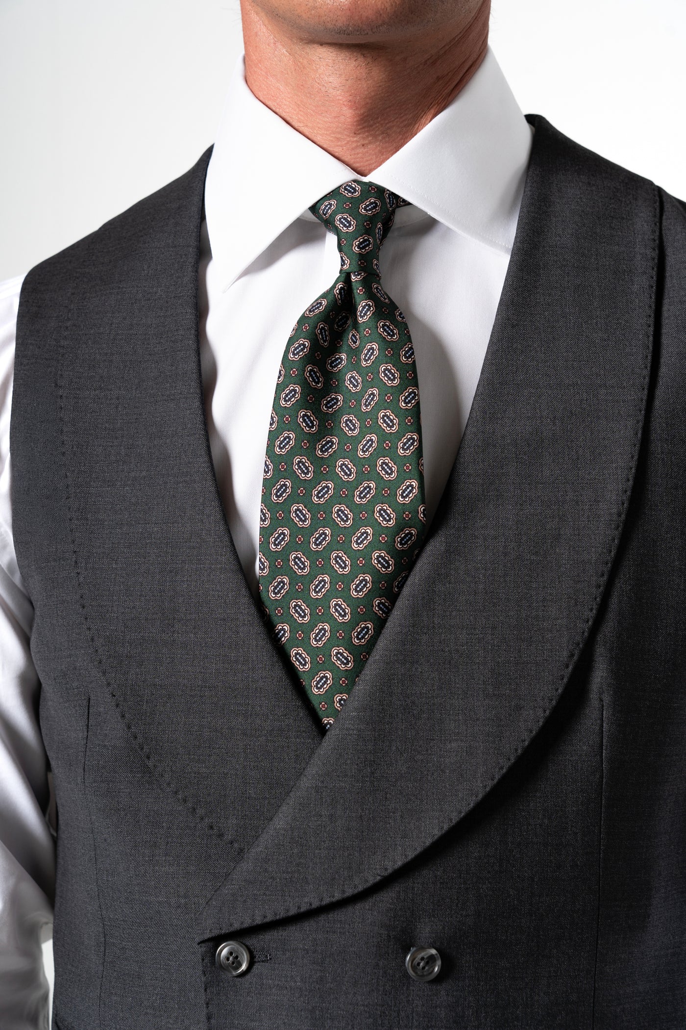 Plain Wool Stone Grey Tailoring Vest Double