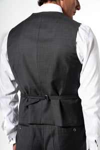 Plain Wool Stone Grey Tailoring Vest Double