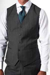 Stripes Wool Stone Grey Tailoring Vest Single