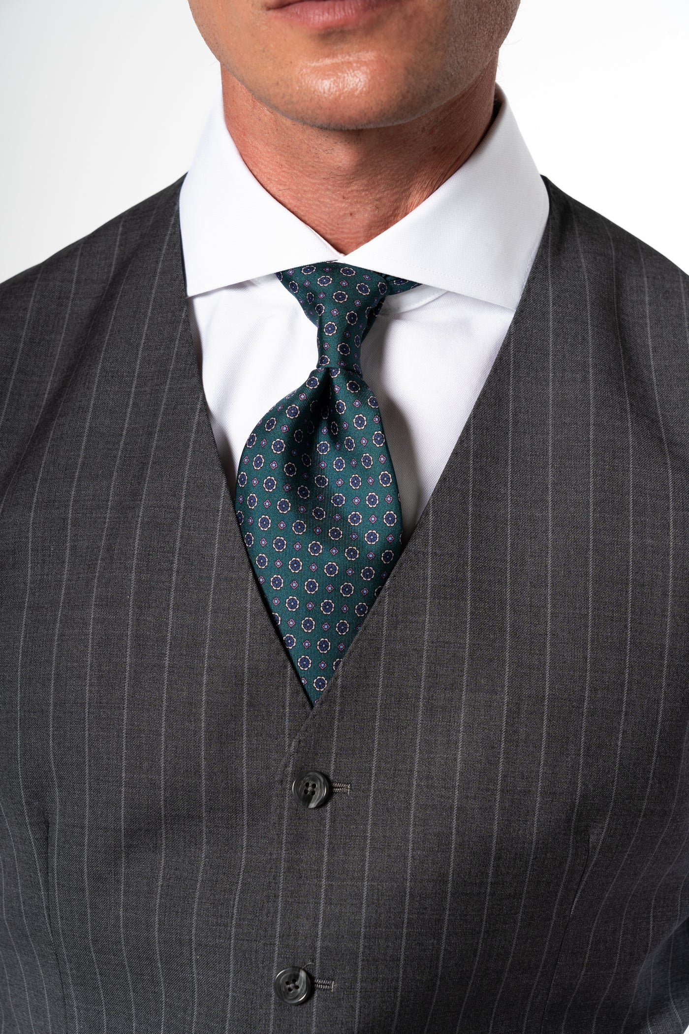 Stripes Wool Stone Grey Tailoring Vest Single