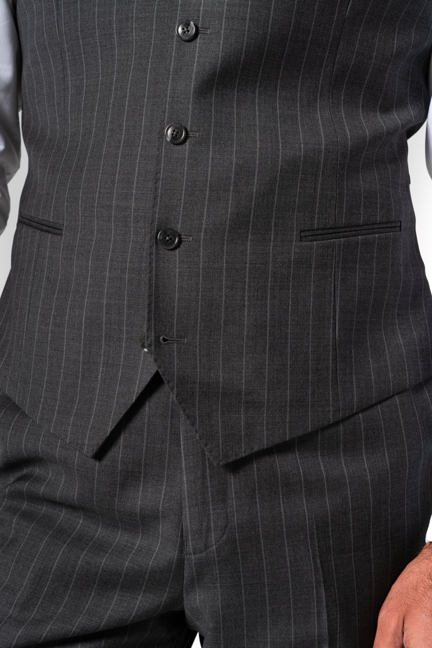 Stripes Wool Stone Grey Tailoring Vest Single