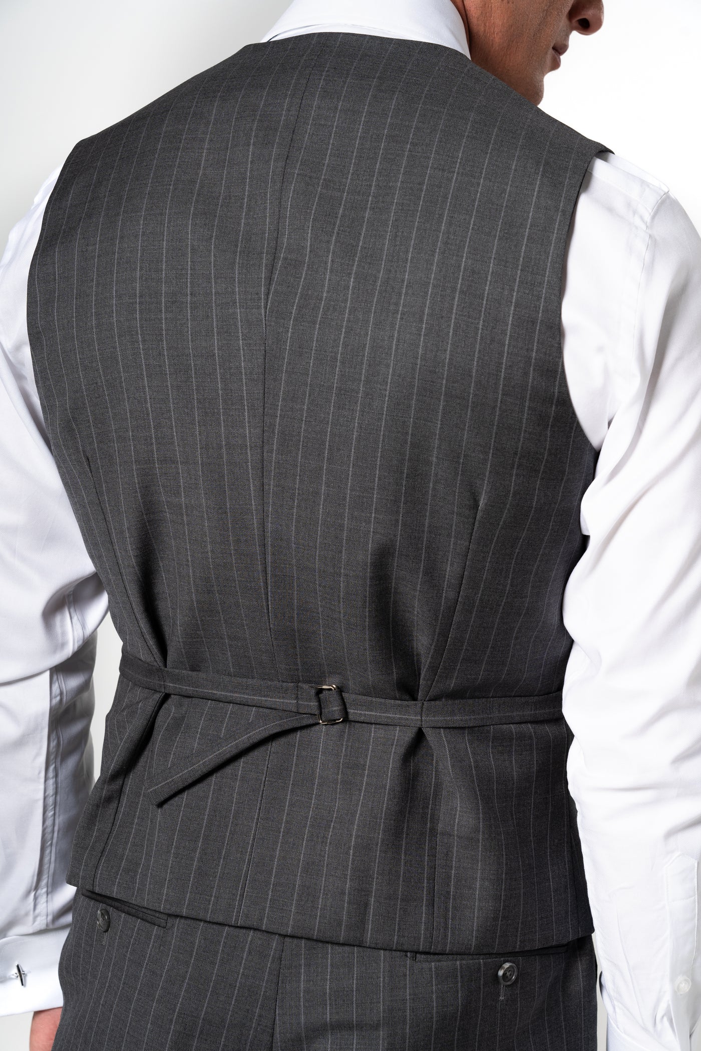 Stripes Wool Stone Grey Tailoring Vest Single