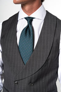 Stripes Wool Stone Grey Tailoring Vest Double
