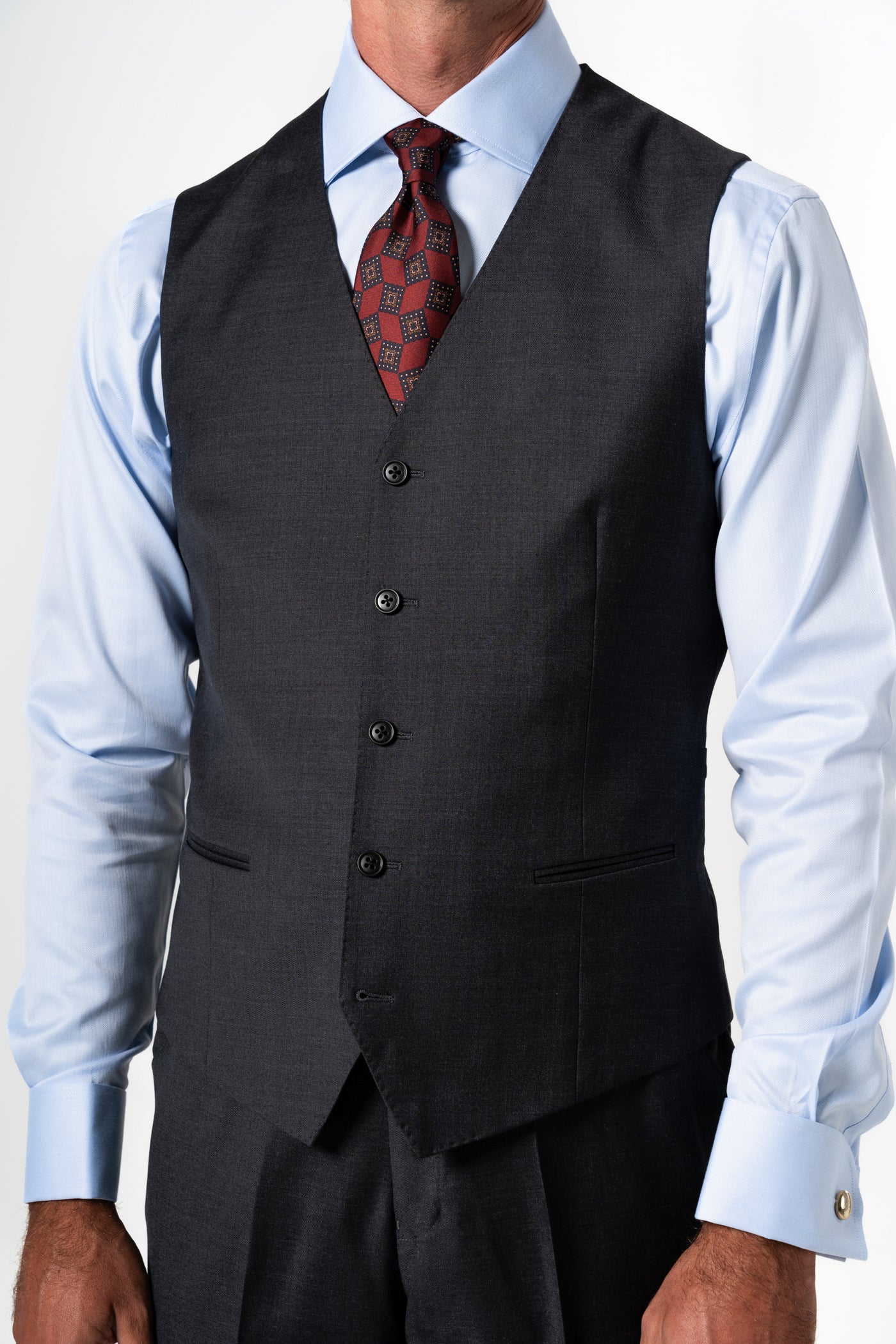 Plain Wool Dark Grey Tailoring Vest Single