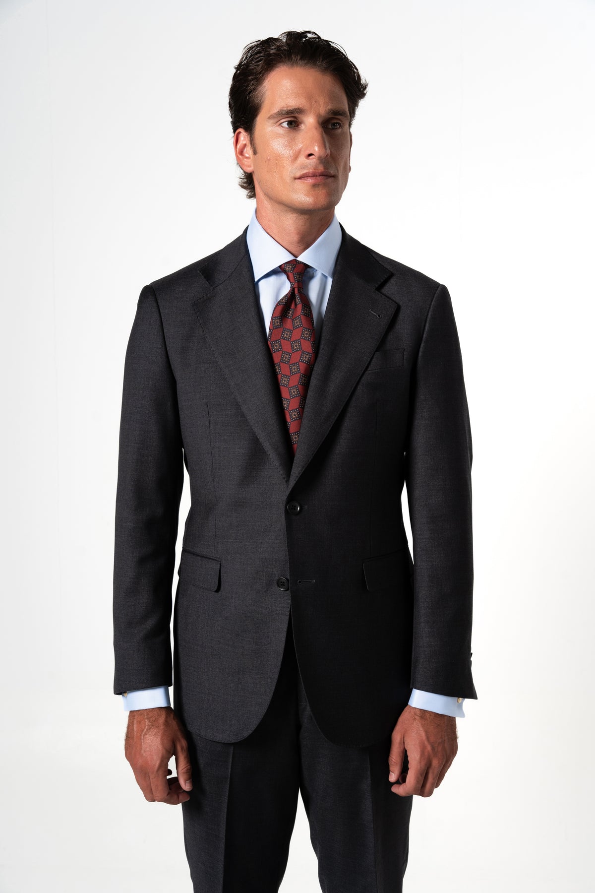 Fil a fil Stone Gray Wool Suit