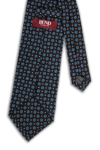 Corbata Microflores Azul Oscuro de seda - BUND