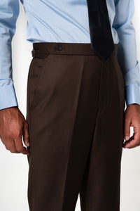 Plain Wool Chocolate Brown Tailoring Pants