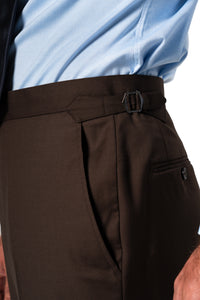 Plain Wool Chocolate Brown Tailoring Pants
