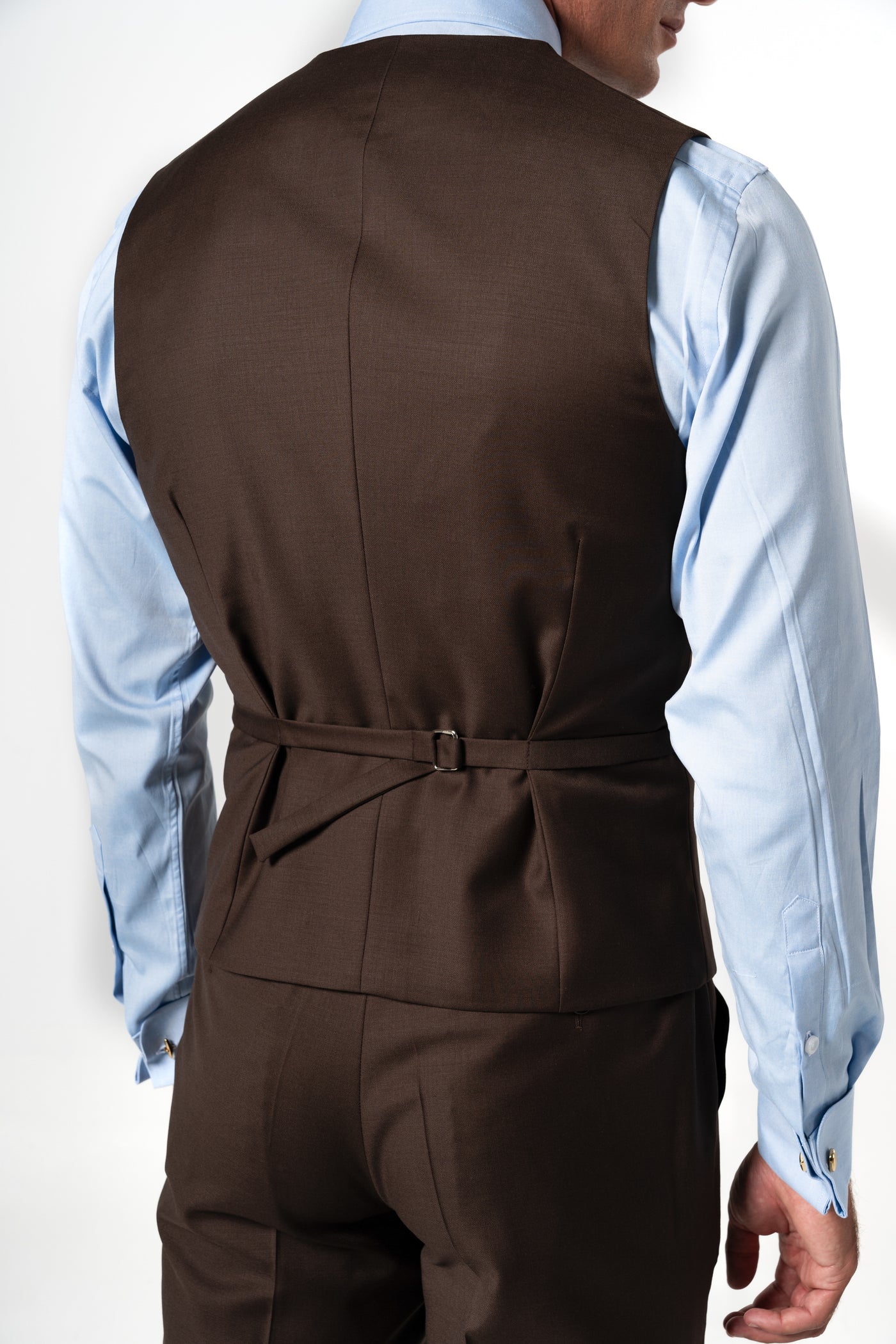 Plain Wool Chocolate Brown Tailoring Vest Single