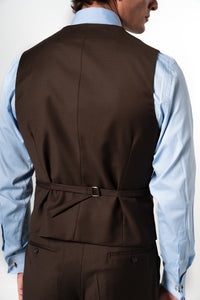 Plain Wool Chocolate Brown Tailoring Vest Double