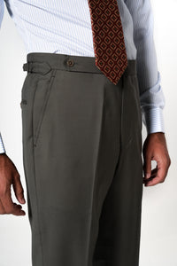 Plain Wool Olive Green Tailoring Pants