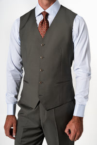 Plain Wool Olive Green Tailoring Vest Single