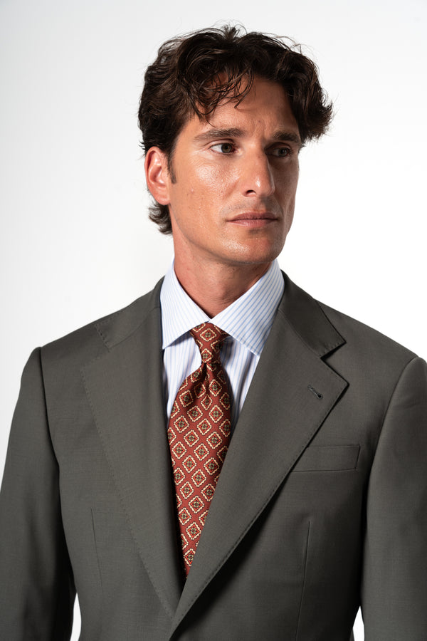 Fil a fil Stone Gray Wool Suit