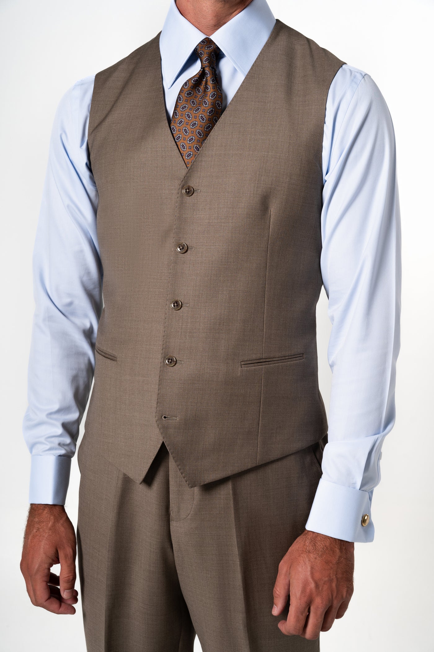 Plain Wool Vison Tailoring Vest Single