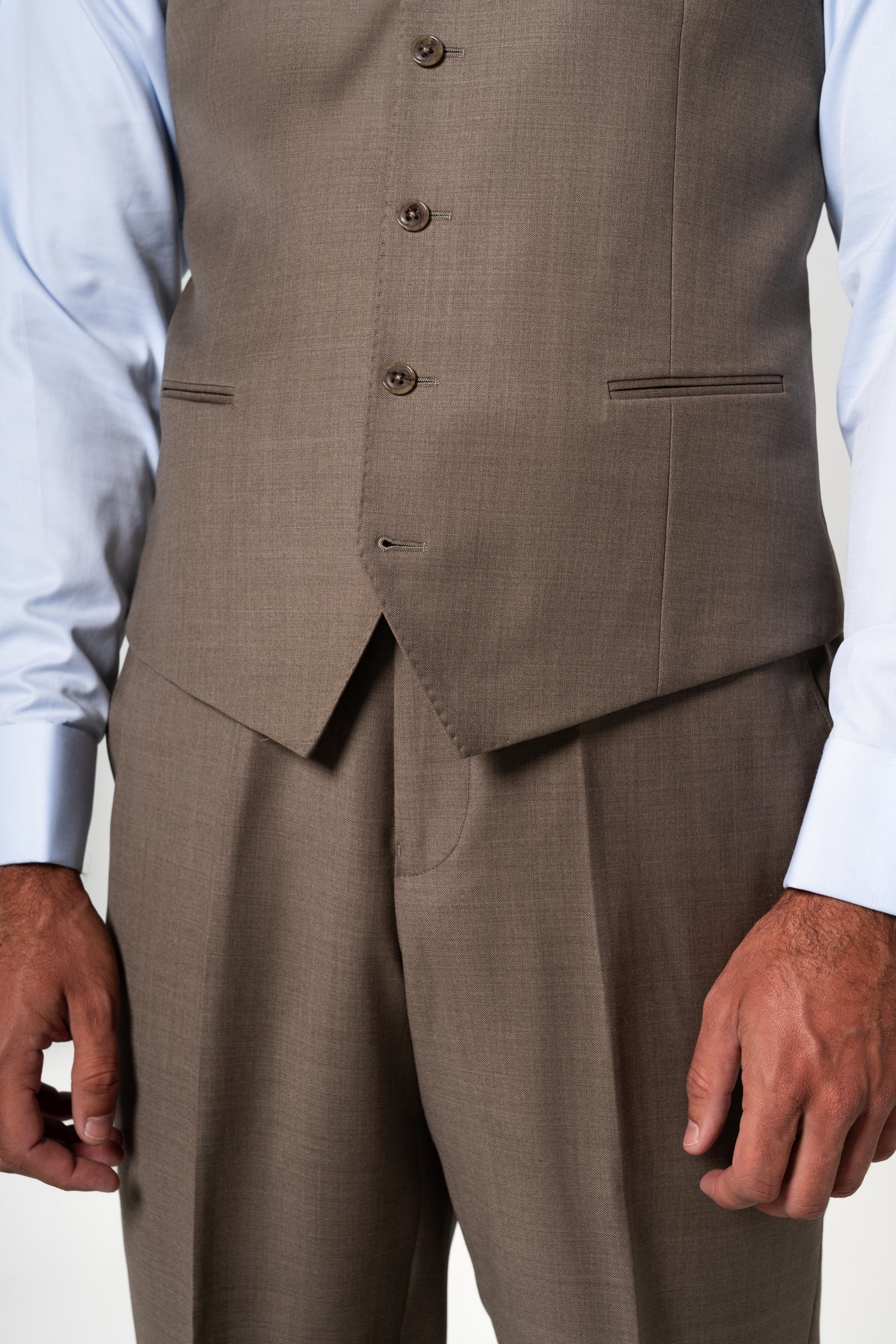 Plain Wool Vison Tailoring Vest Single
