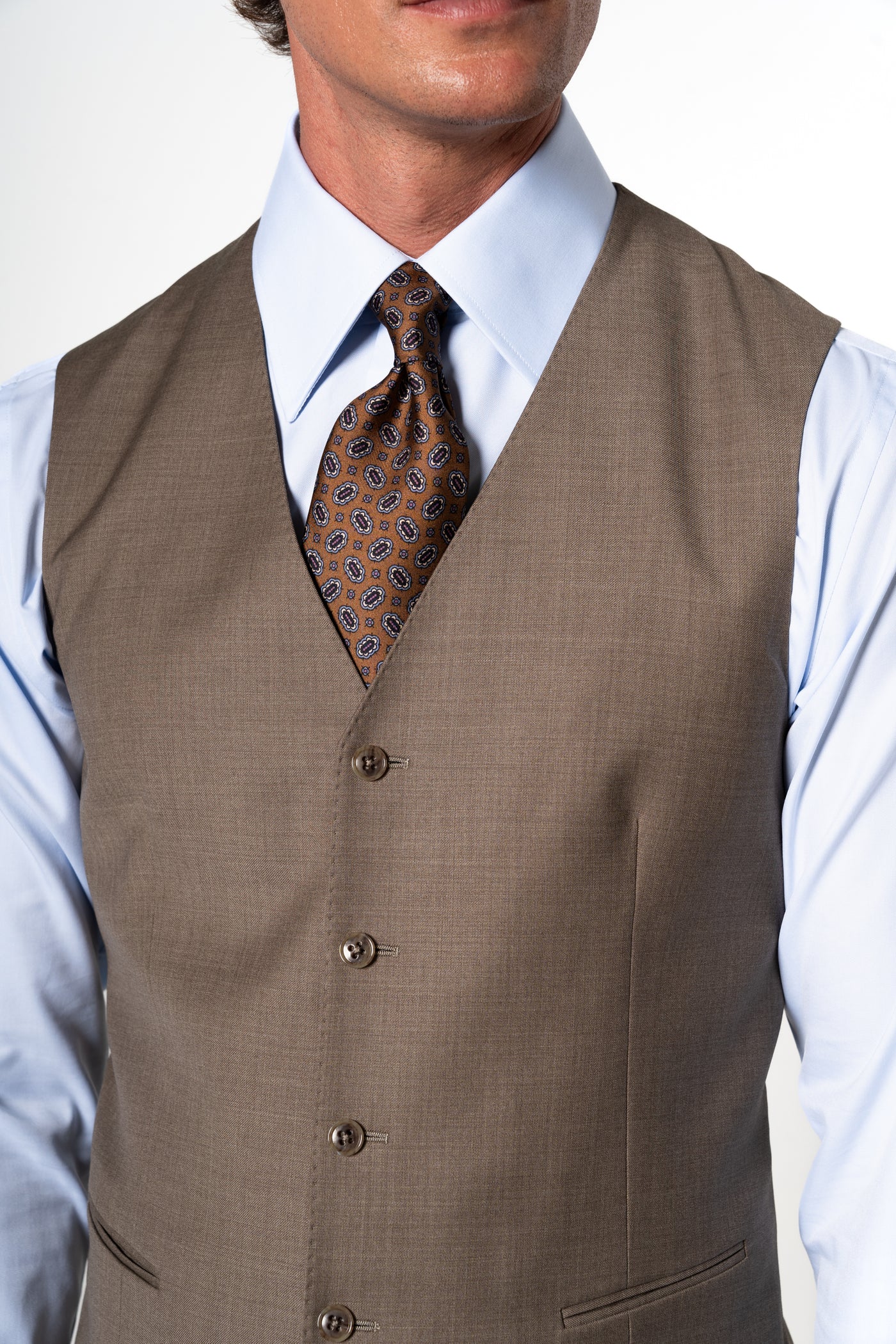 Plain Wool Vison Tailoring Vest Single