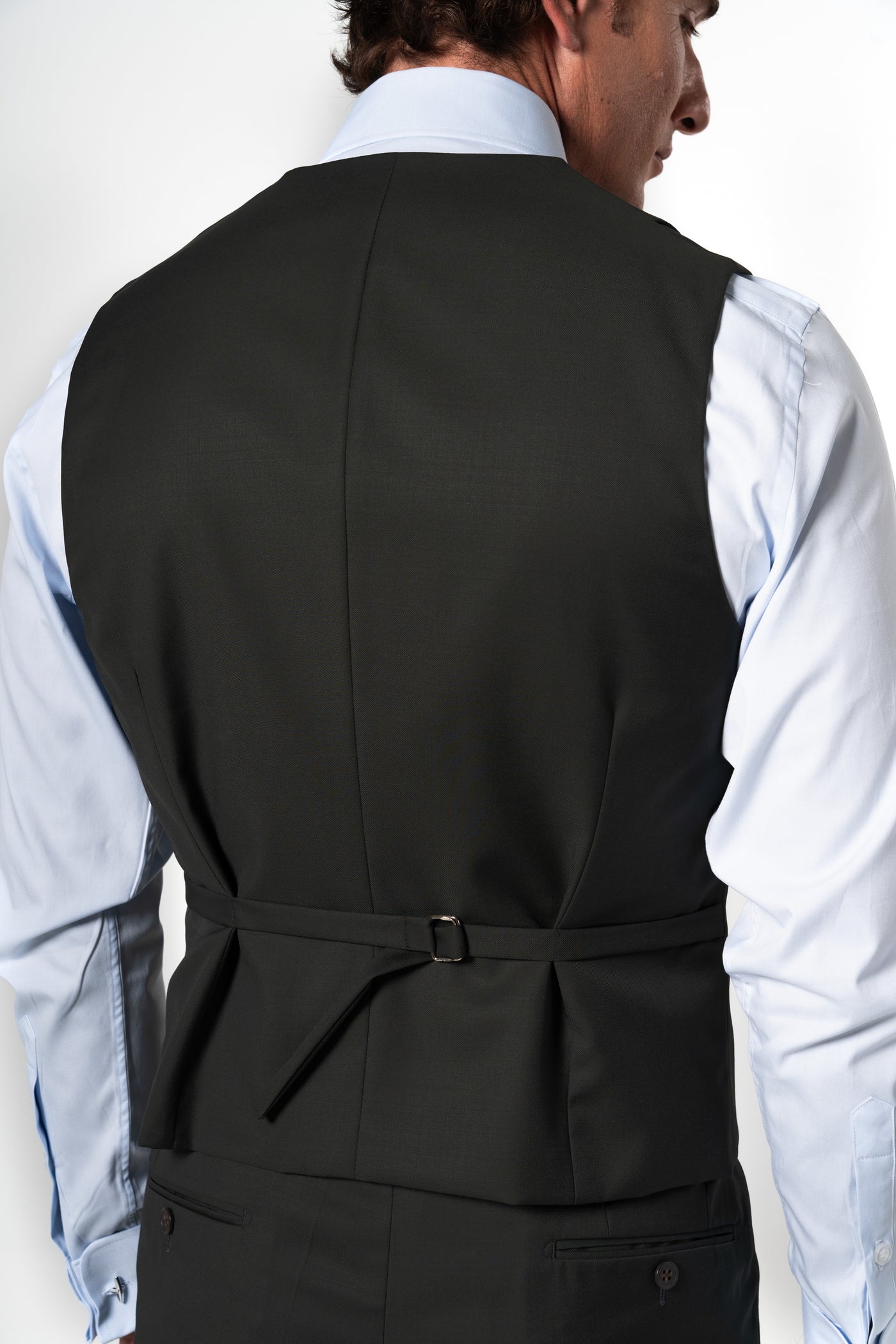 Plain Wool Dark Green Tailoring Vest Double